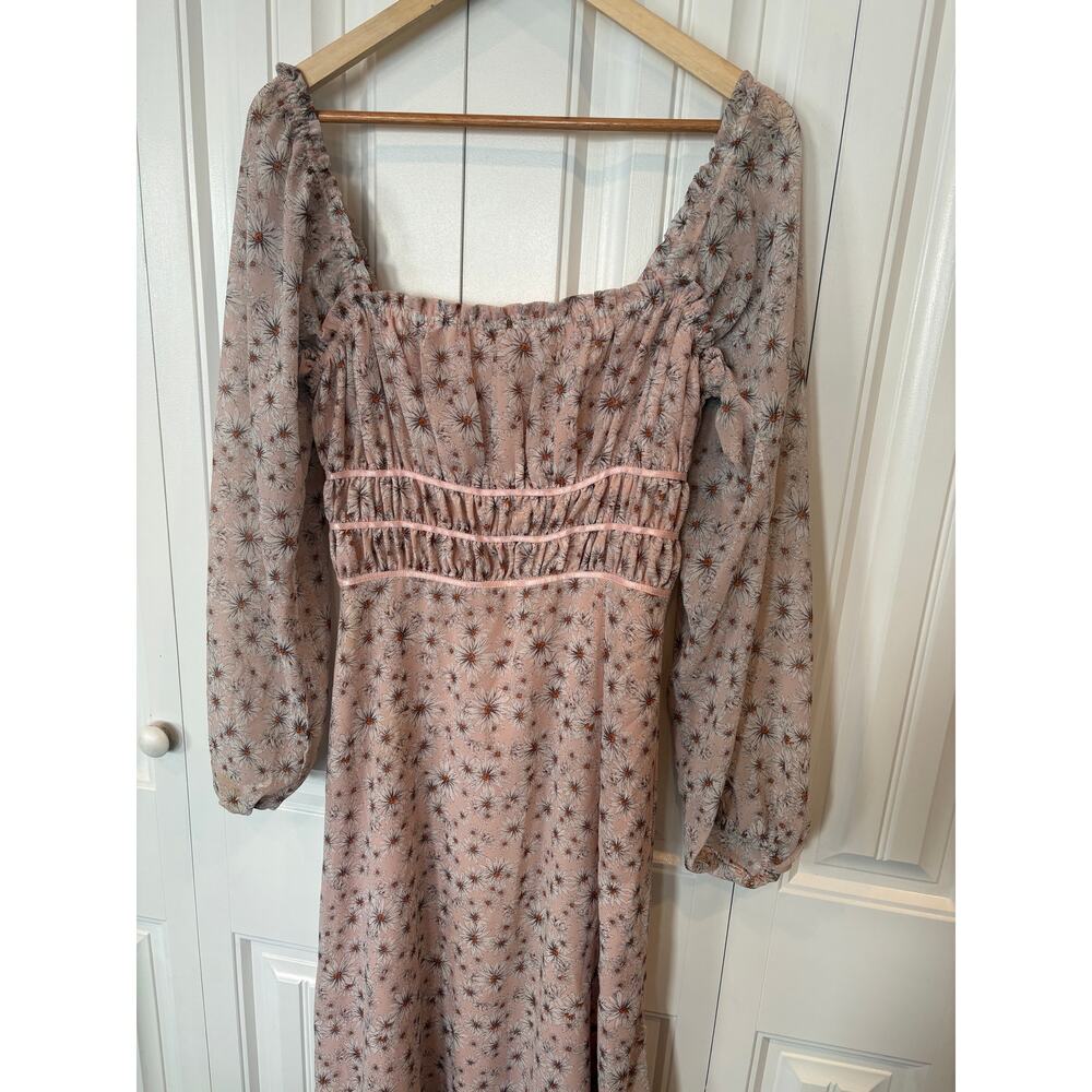 Way Pink FLoral Midi Dress Size Medium - Picture 3 of 9